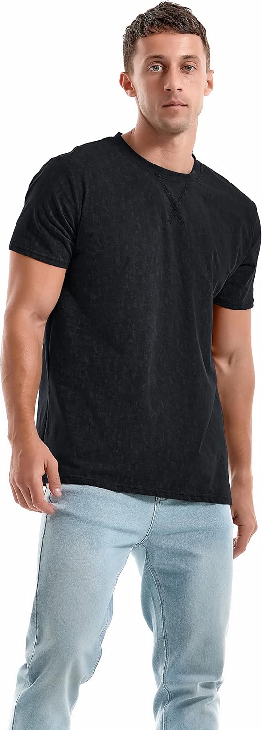 Men's T-Shirts Premium Cotton Crew Neck Tees Soft Washable Casual T-Shirt - Picture 18 of 72
