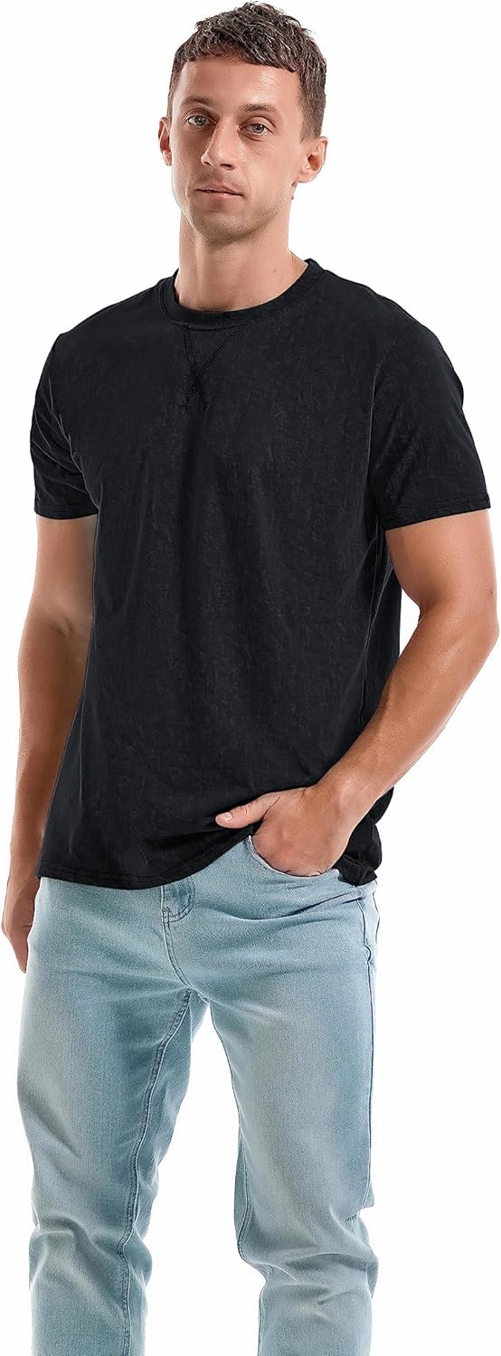Men's T-Shirts Premium Cotton Crew Neck Tees Soft Washable Casual T-Shirt - Picture 19 of 72