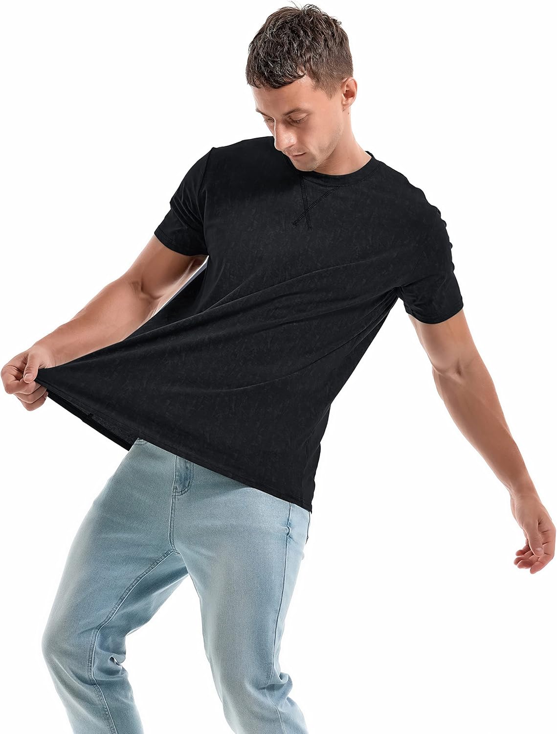 Men's T-Shirts Premium Cotton Crew Neck Tees Soft Washable Casual T-Shirt - Picture 20 of 72