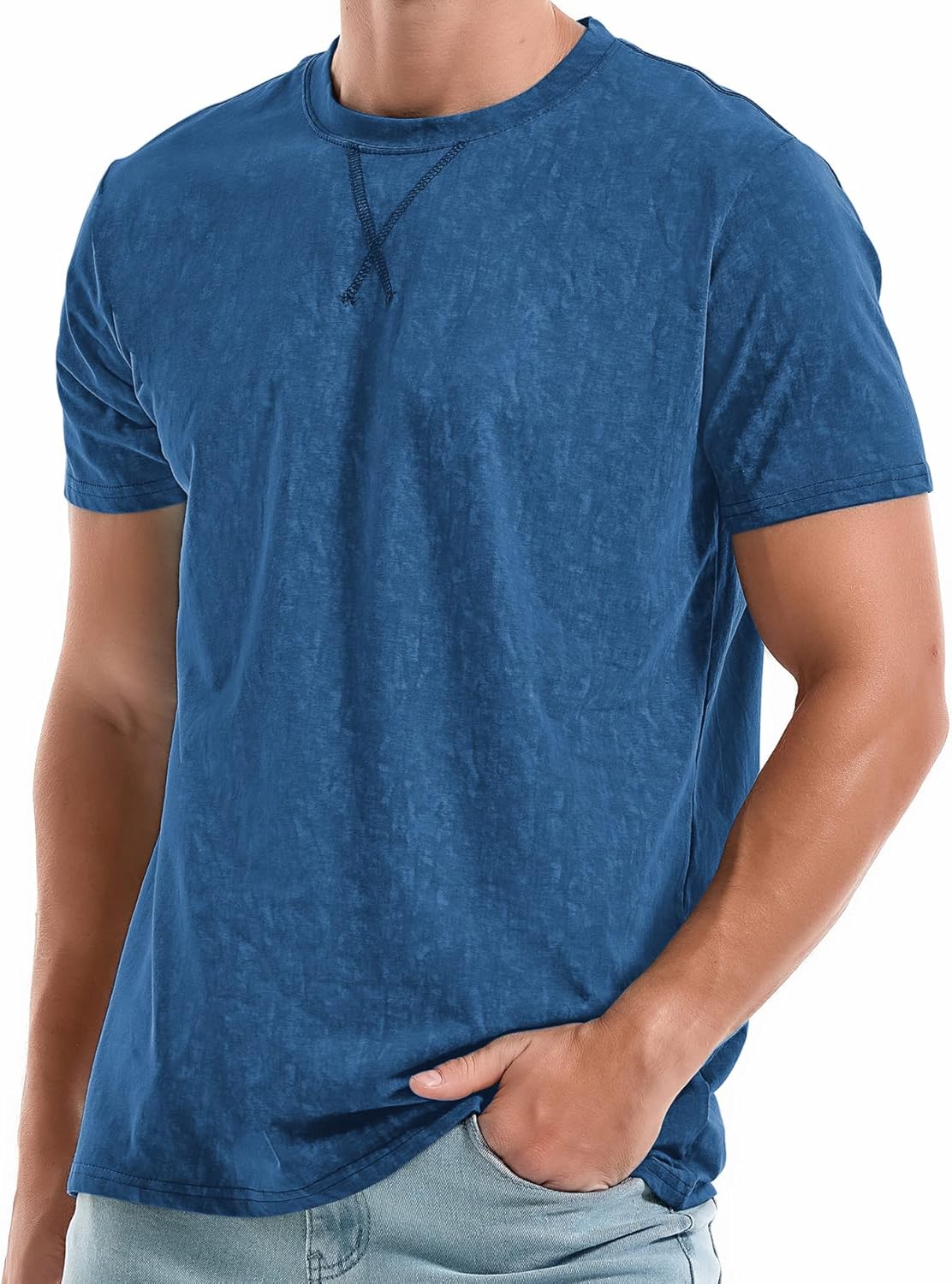 Men's T-Shirts Premium Cotton Crew Neck Tees Soft Washable Casual T-Shirt - Picture 24 of 72