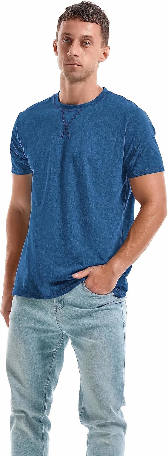 Men's T-Shirts Premium Cotton Crew Neck Tees Soft Washable Casual T-Shirt - Picture 25 of 72