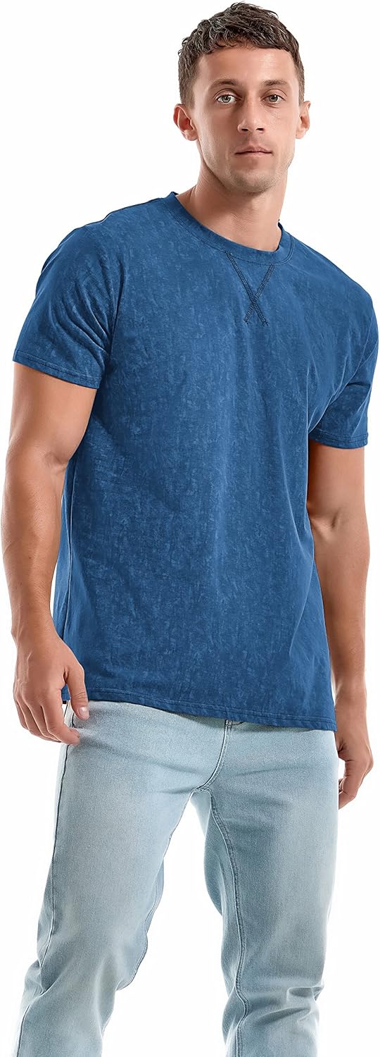 Men's T-Shirts Premium Cotton Crew Neck Tees Soft Washable Casual T-Shirt - Picture 26 of 72