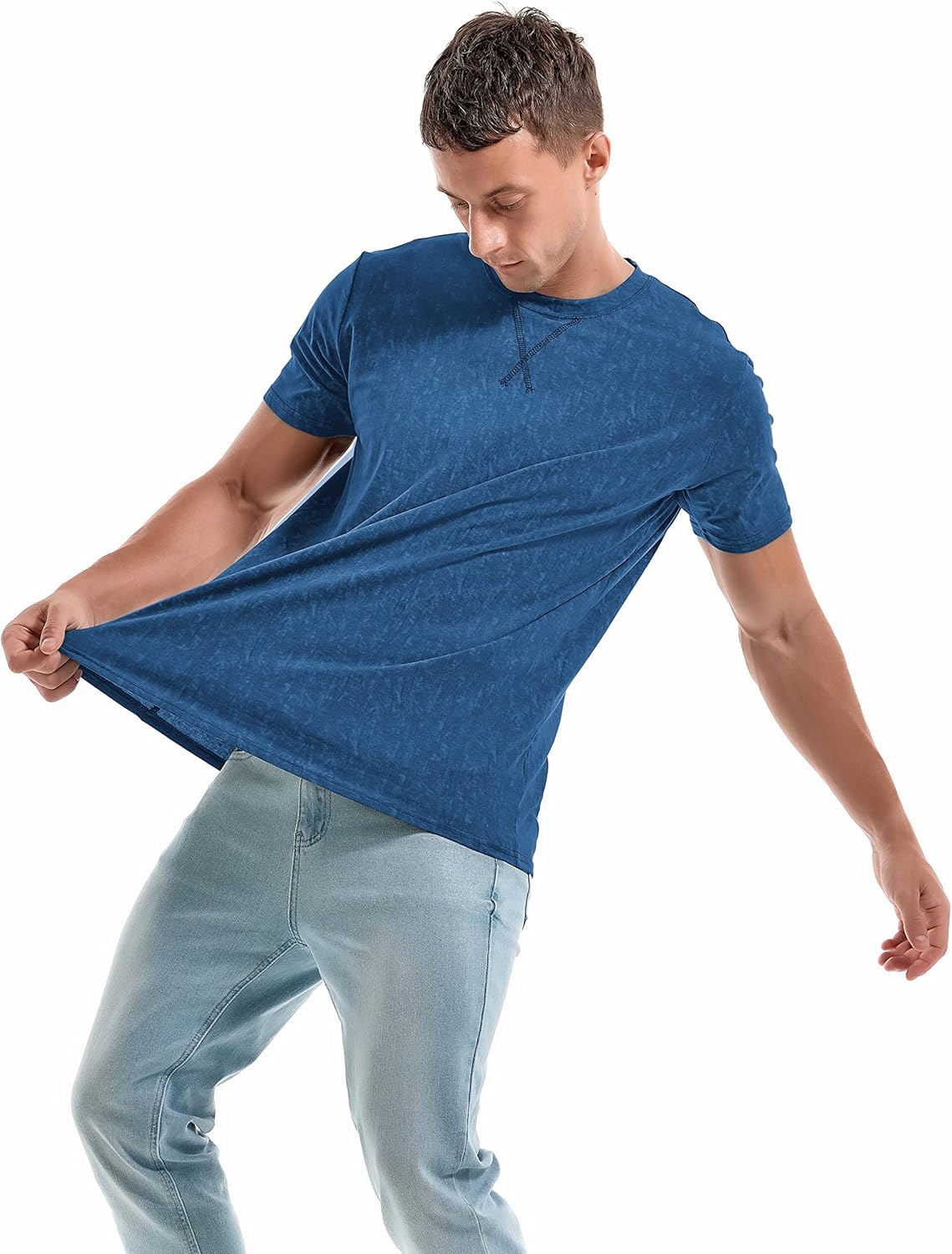Men's T-Shirts Premium Cotton Crew Neck Tees Soft Washable Casual T-Shirt - Picture 27 of 72