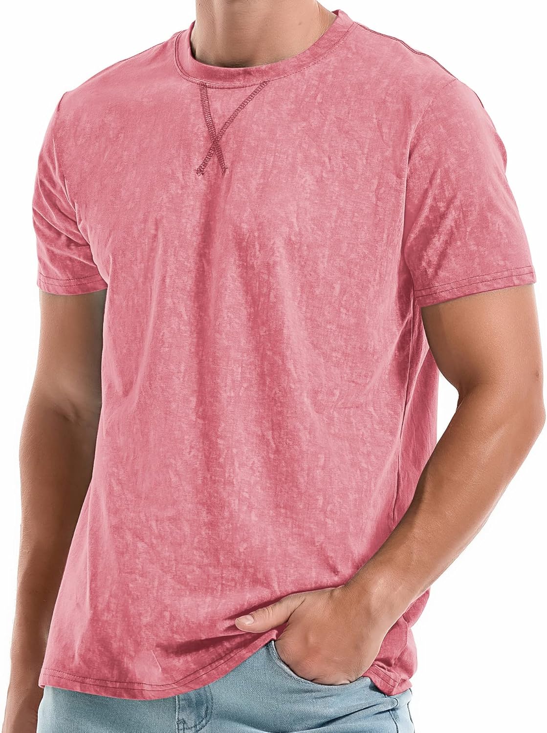 Men's T-Shirts Premium Cotton Crew Neck Tees Soft Washable Casual T-Shirt - Picture 31 of 72