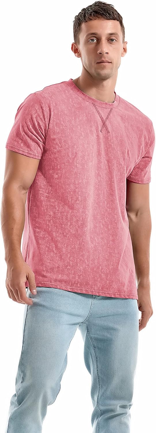 Men's T-Shirts Premium Cotton Crew Neck Tees Soft Washable Casual T-Shirt - Picture 34 of 72