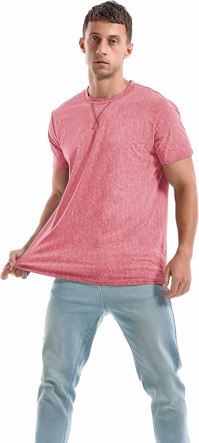 Men's T-Shirts Premium Cotton Crew Neck Tees Soft Washable Casual T-Shirt - Picture 35 of 72