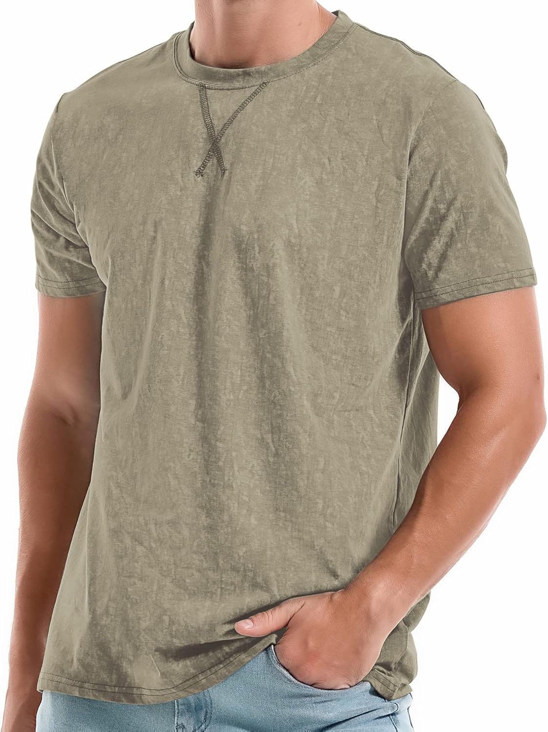 Men's T-Shirts Premium Cotton Crew Neck Tees Soft Washable Casual T-Shirt - Picture 38 of 72