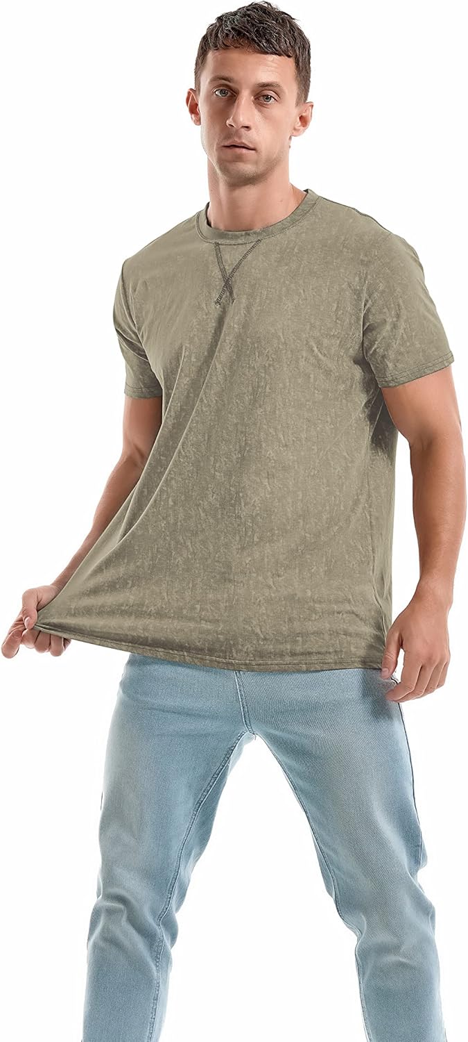 Men's T-Shirts Premium Cotton Crew Neck Tees Soft Washable Casual T-Shirt - Picture 41 of 72
