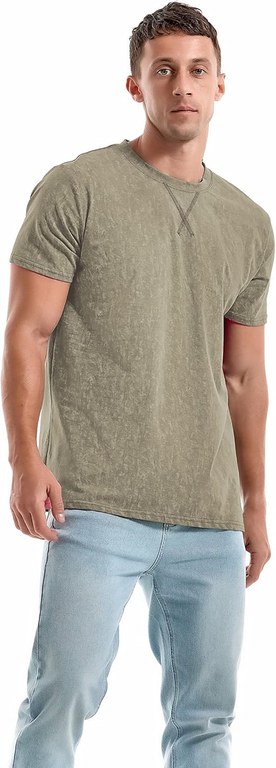 Men's T-Shirts Premium Cotton Crew Neck Tees Soft Washable Casual T-Shirt - Picture 42 of 72