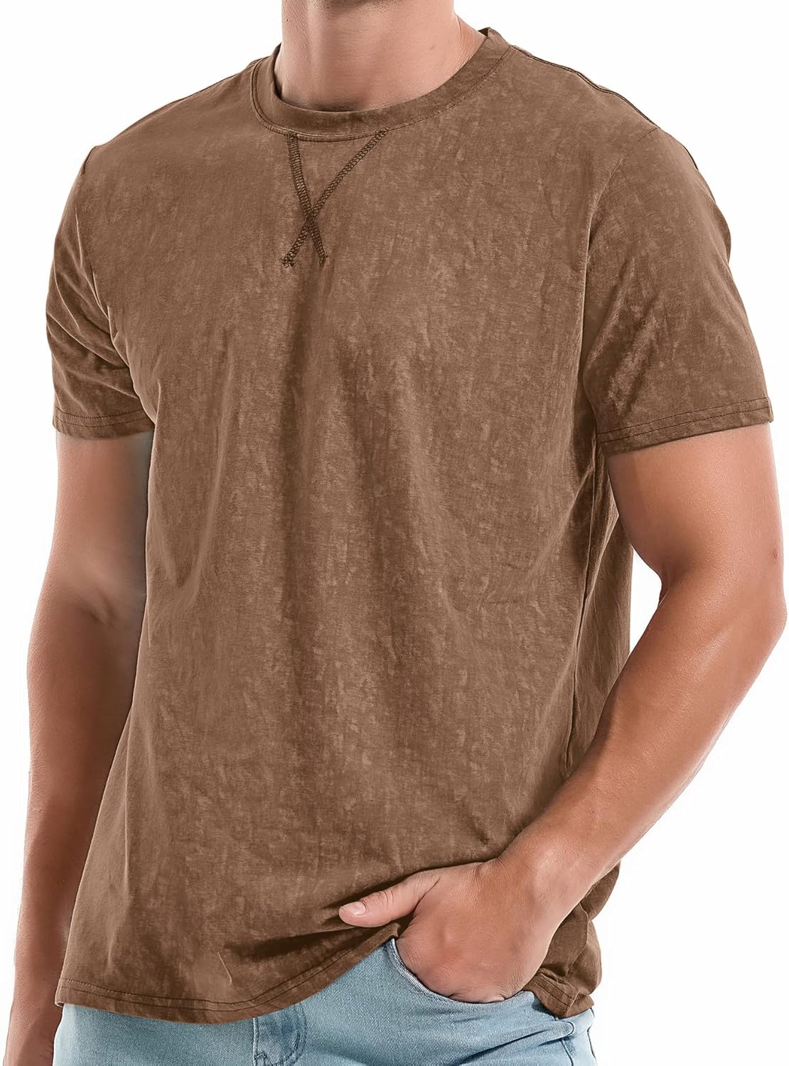 Men's T-Shirts Premium Cotton Crew Neck Tees Soft Washable Casual T-Shirt - Picture 44 of 72