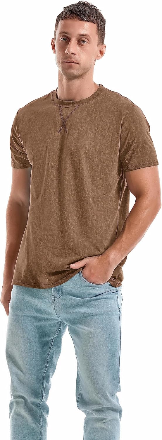 Men's T-Shirts Premium Cotton Crew Neck Tees Soft Washable Casual T-Shirt - Picture 45 of 72