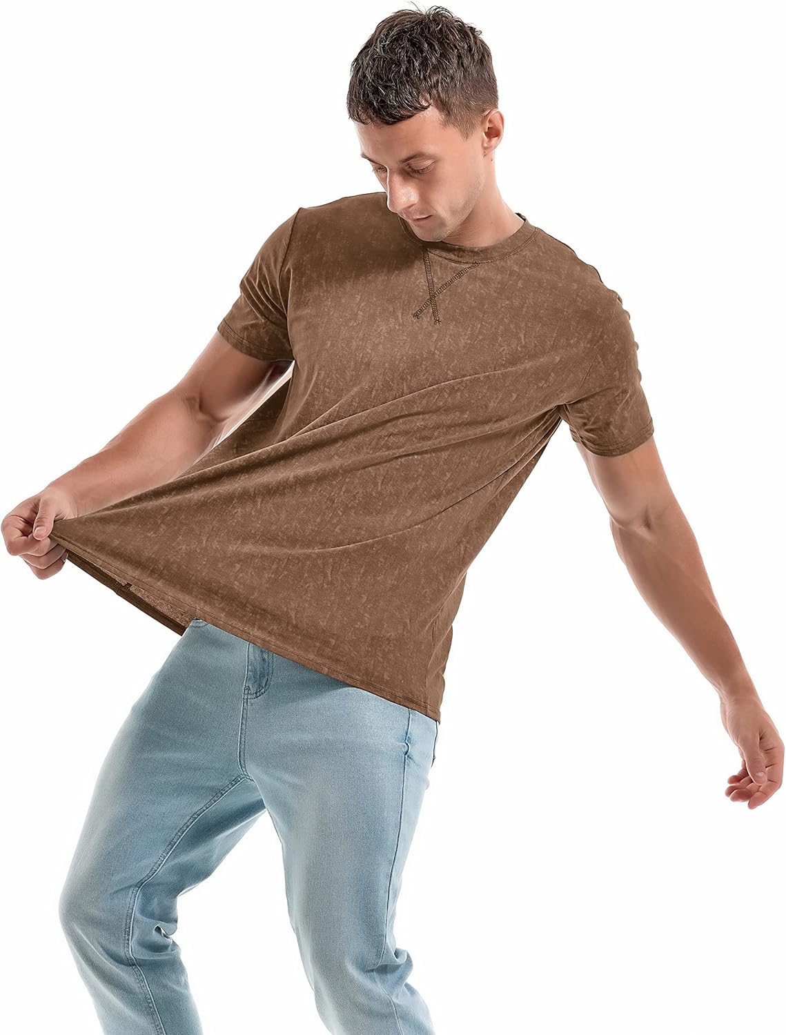 Men's T-Shirts Premium Cotton Crew Neck Tees Soft Washable Casual T-Shirt - Picture 46 of 72