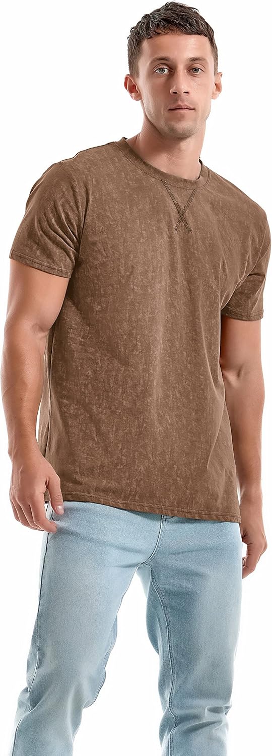Men's T-Shirts Premium Cotton Crew Neck Tees Soft Washable Casual T-Shirt - Picture 49 of 72