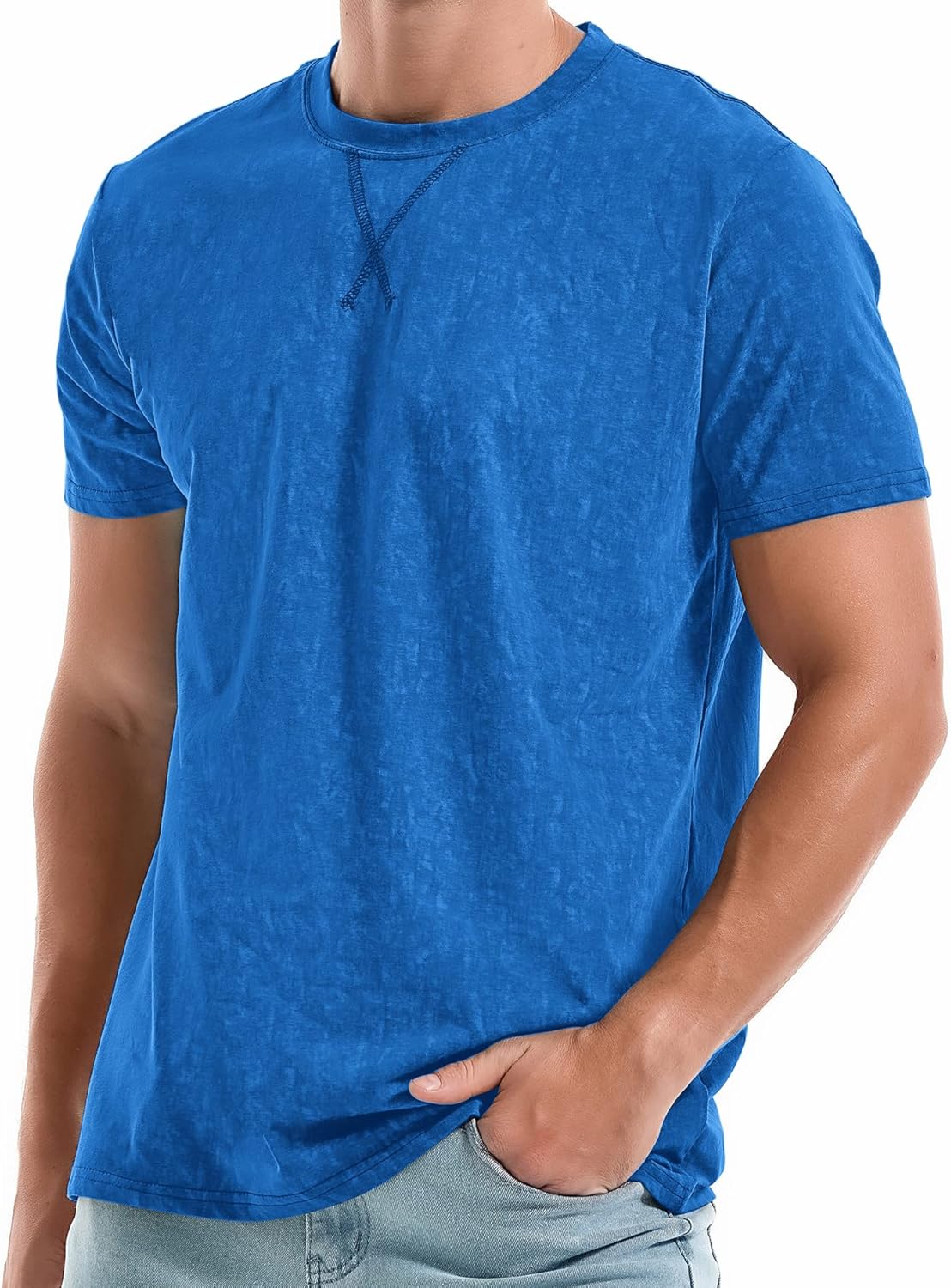 Men's T-Shirts Premium Cotton Crew Neck Tees Soft Washable Casual T-Shirt - Picture 51 of 72