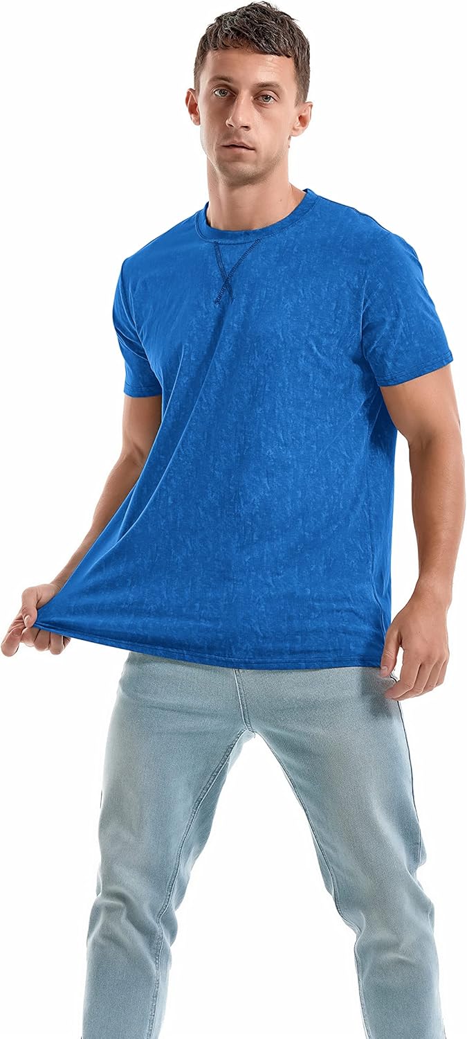 Men's T-Shirts Premium Cotton Crew Neck Tees Soft Washable Casual T-Shirt - Picture 53 of 72