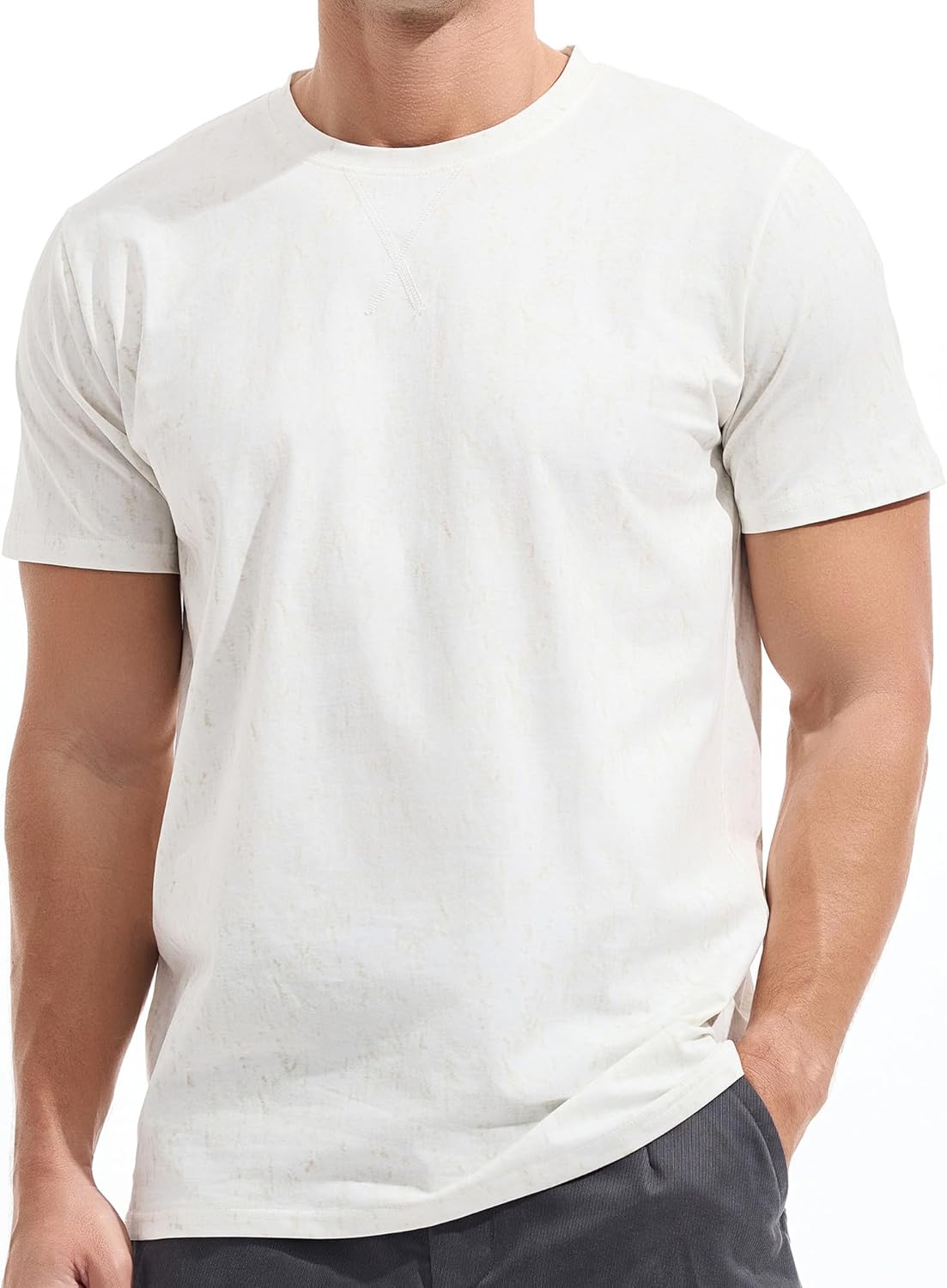 Men's T-Shirts Premium Cotton Crew Neck Tees Soft Washable Casual T-Shirt - Picture 57 of 72