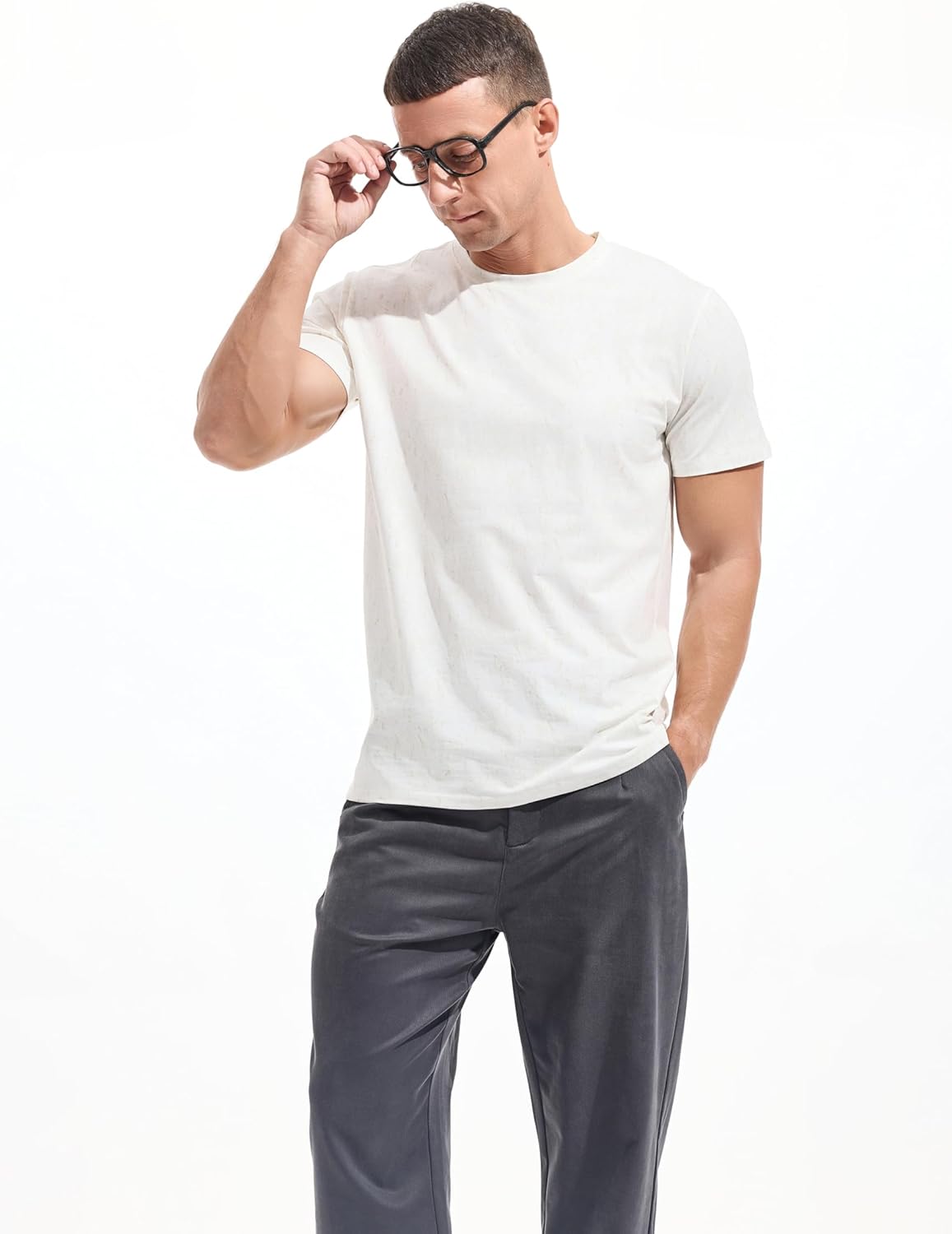 Men's T-Shirts Premium Cotton Crew Neck Tees Soft Washable Casual T-Shirt - Picture 58 of 72