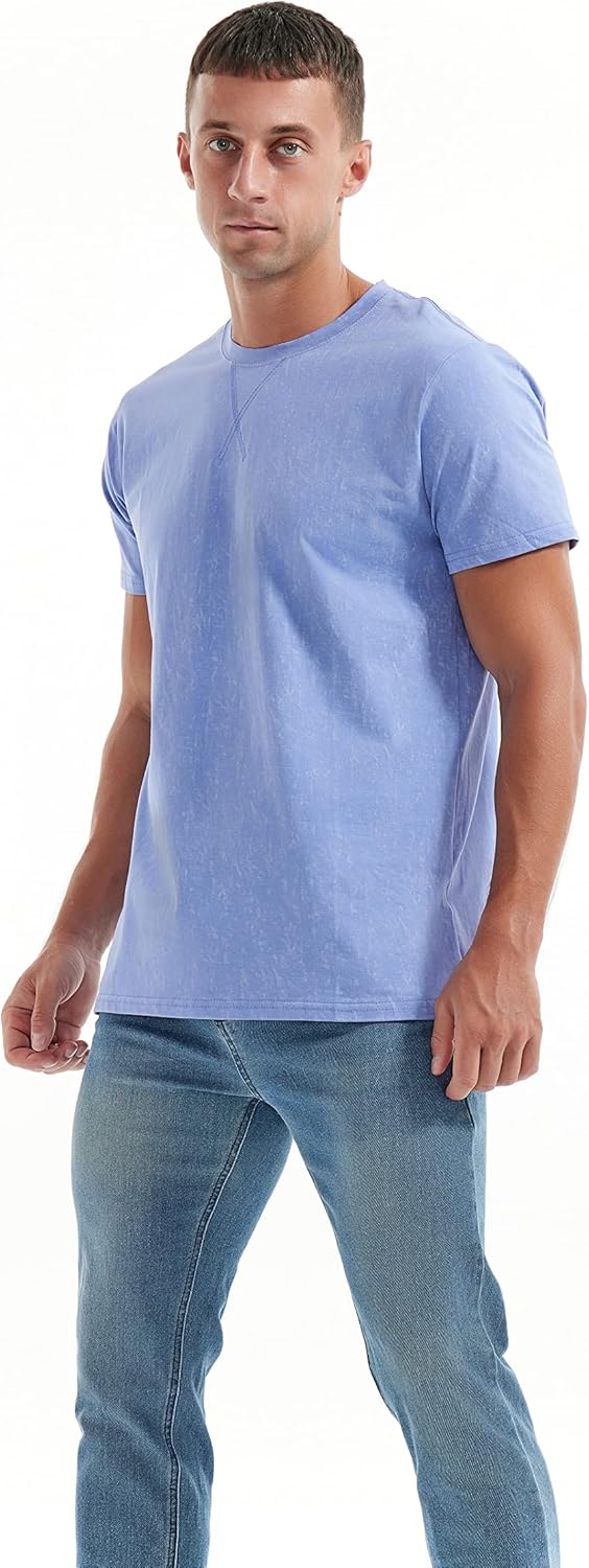 Men's T-Shirts Premium Cotton Crew Neck Tees Soft Washable Casual T-Shirt - Picture 65 of 72