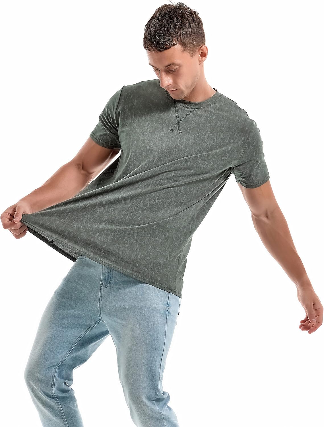 Men's T-Shirts Premium Cotton Crew Neck Tees Soft Washable Casual T-Shirt - Picture 70 of 72