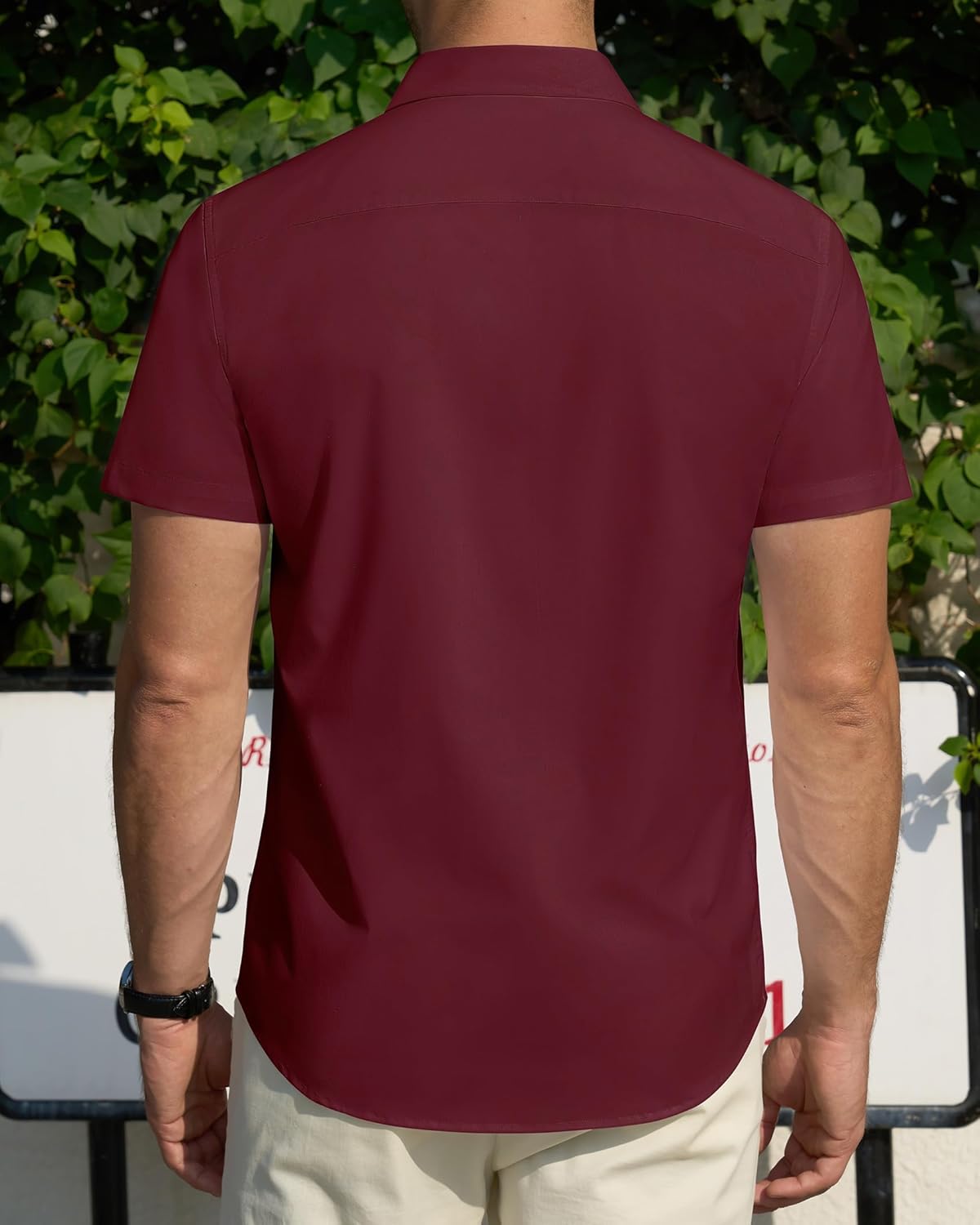 Herren Kurzarm Hemden Stretch Fleckenschutz Freizeit Button Down Hemden - Bild 64 von 94
