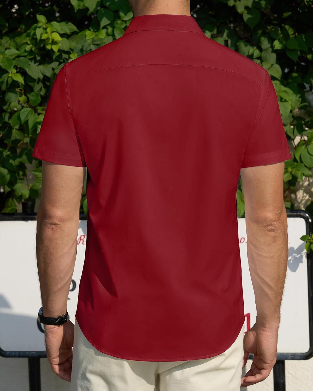 Herren Kurzarm Hemden Stretch Fleckenschutz Freizeit Button Down Hemden - Bild 88 von 94