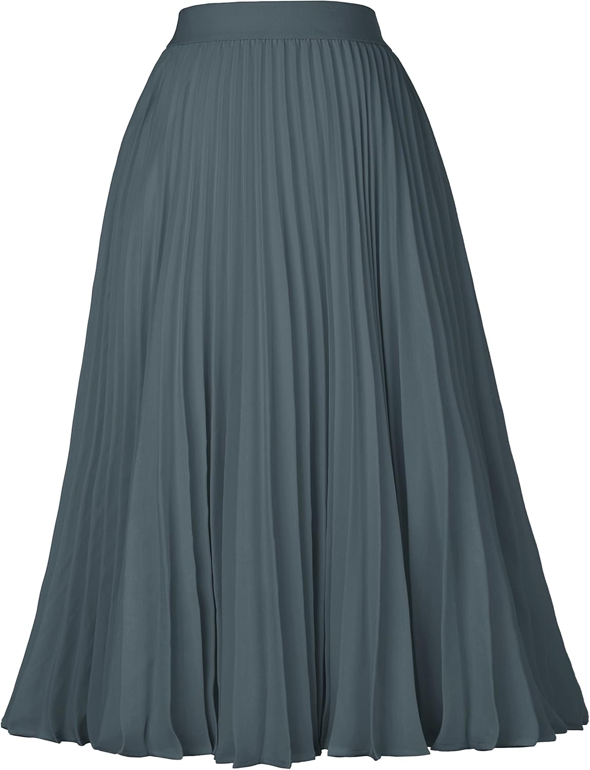 Women High Elastic Waist Pleated Chiffon Skirt Midi Swing A-line Skirts - Picture 38 of 168