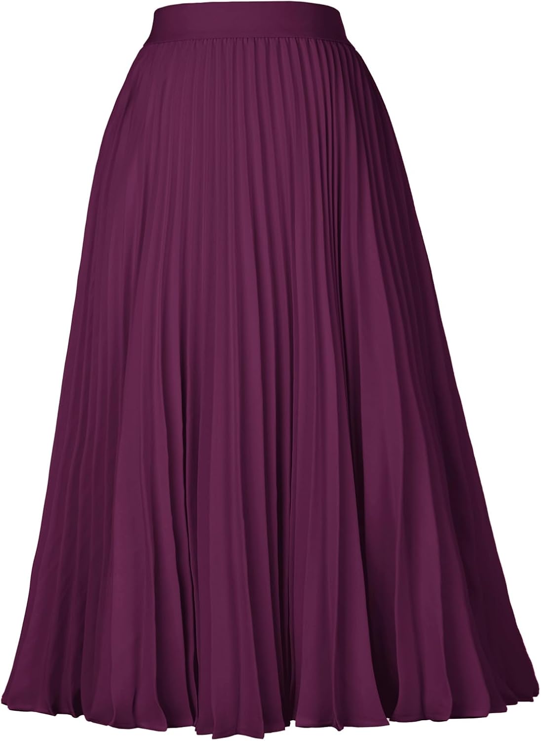 Women High Elastic Waist Pleated Chiffon Skirt Midi Swing A-line Skirts - Picture 53 of 168