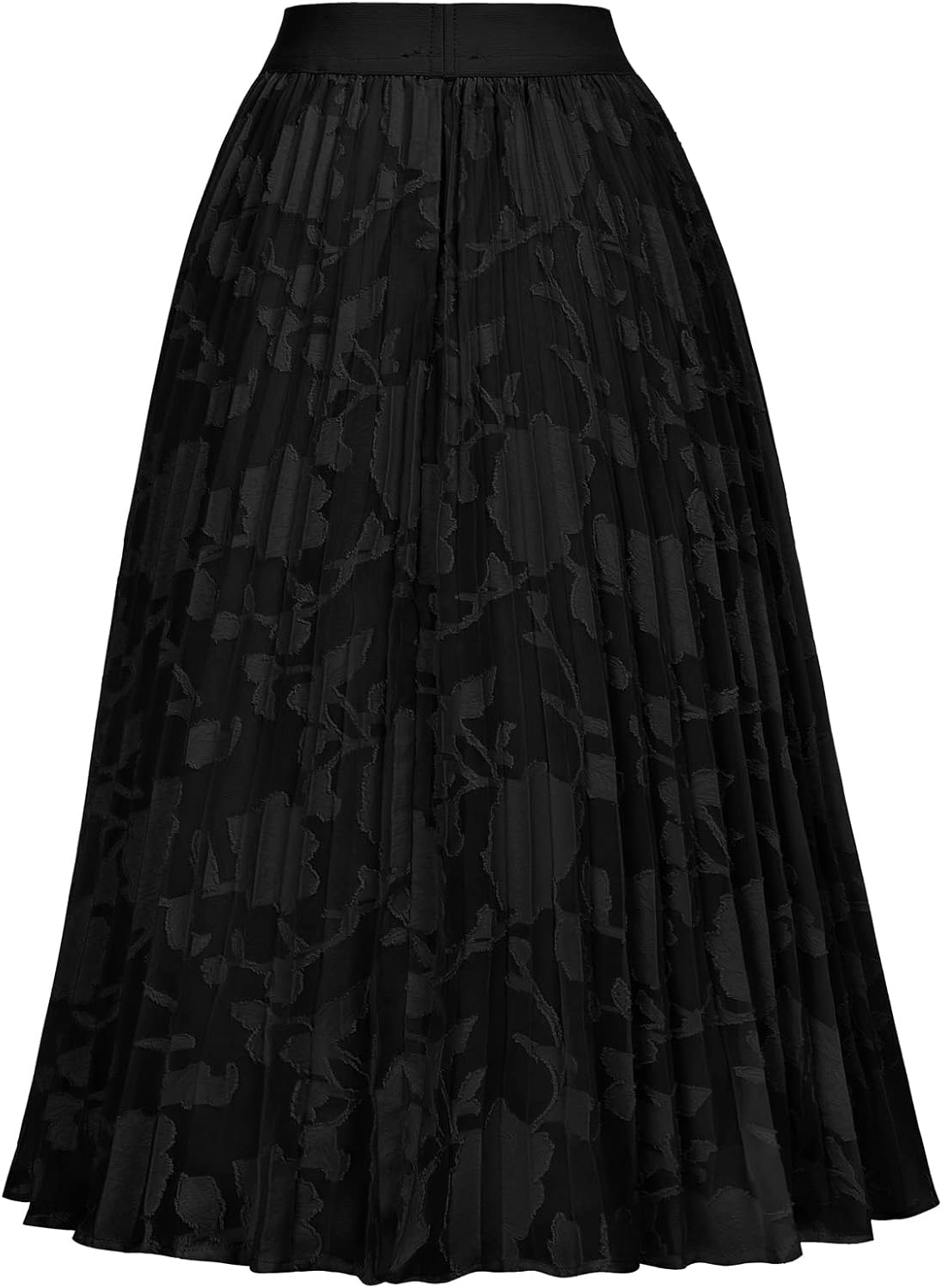 Women High Elastic Waist Pleated Chiffon Skirt Midi Swing A-line Skirts - Picture 65 of 168