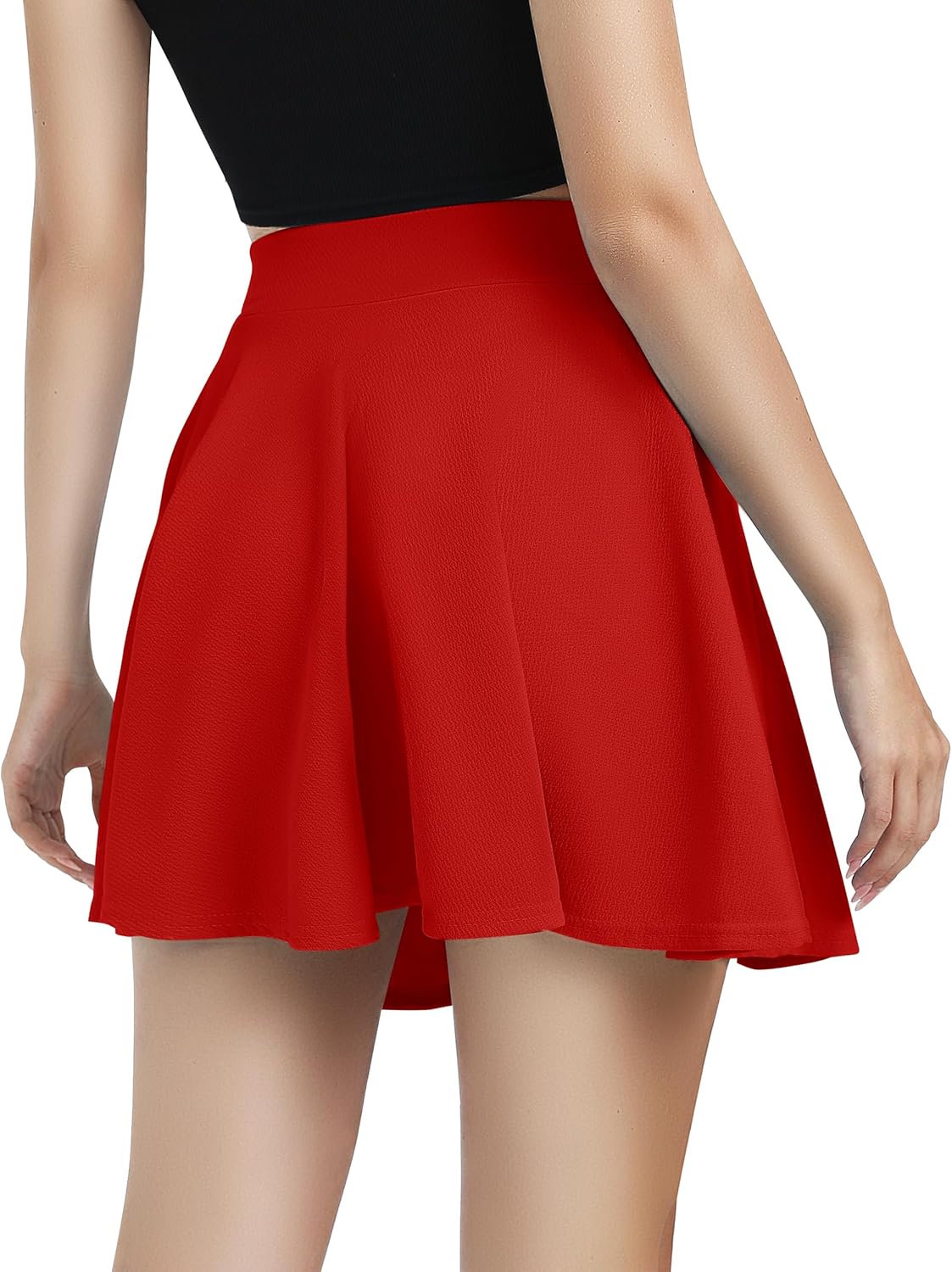 Damen Basic vielseitig dehnbar ausgestellt Freizeit Mini Skater Rock für Dating - Bild 29 von 113