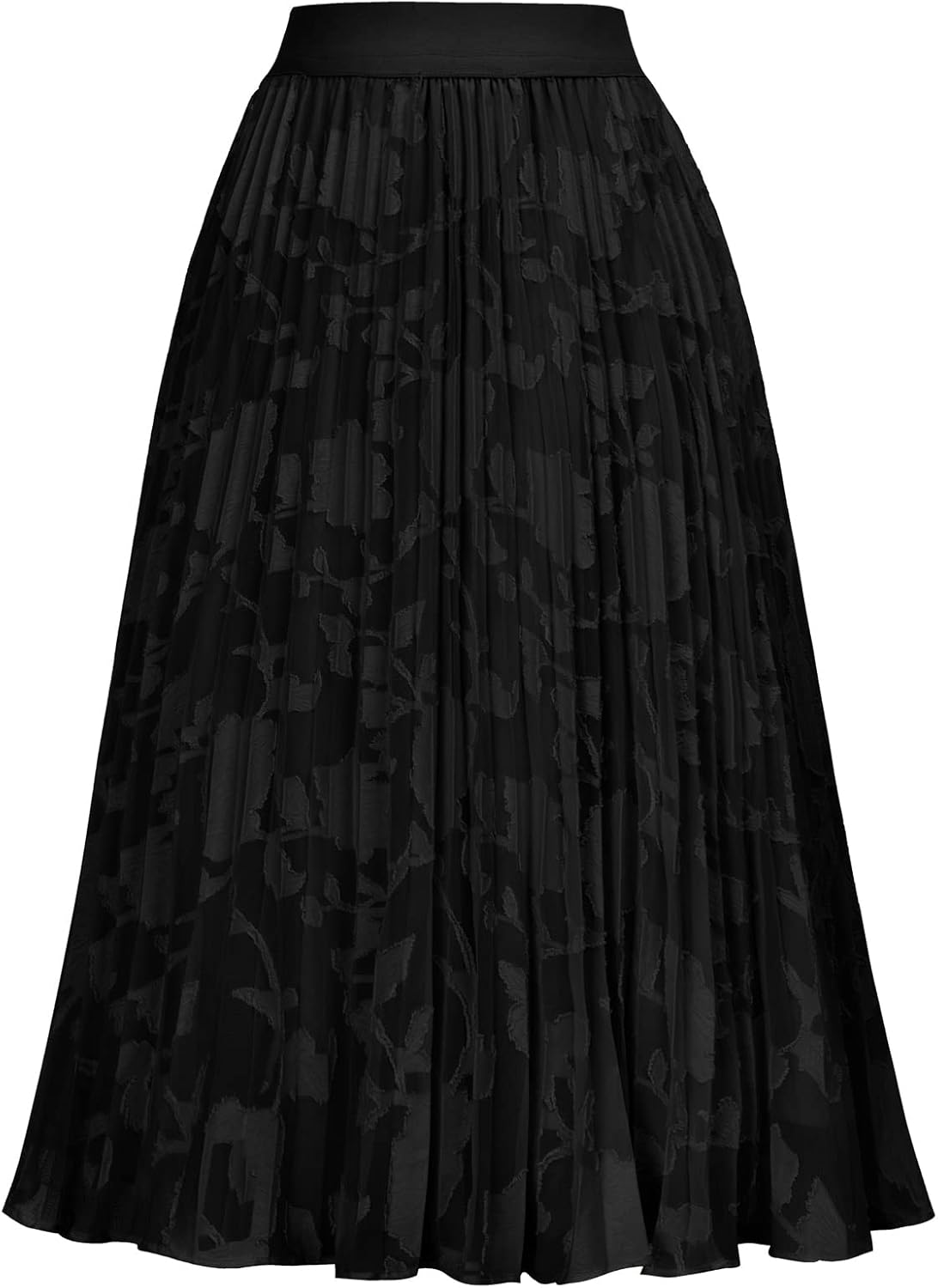 Women High Elastic Waist Pleated Chiffon Skirt Midi Swing A-line Skirts - Picture 68 of 168