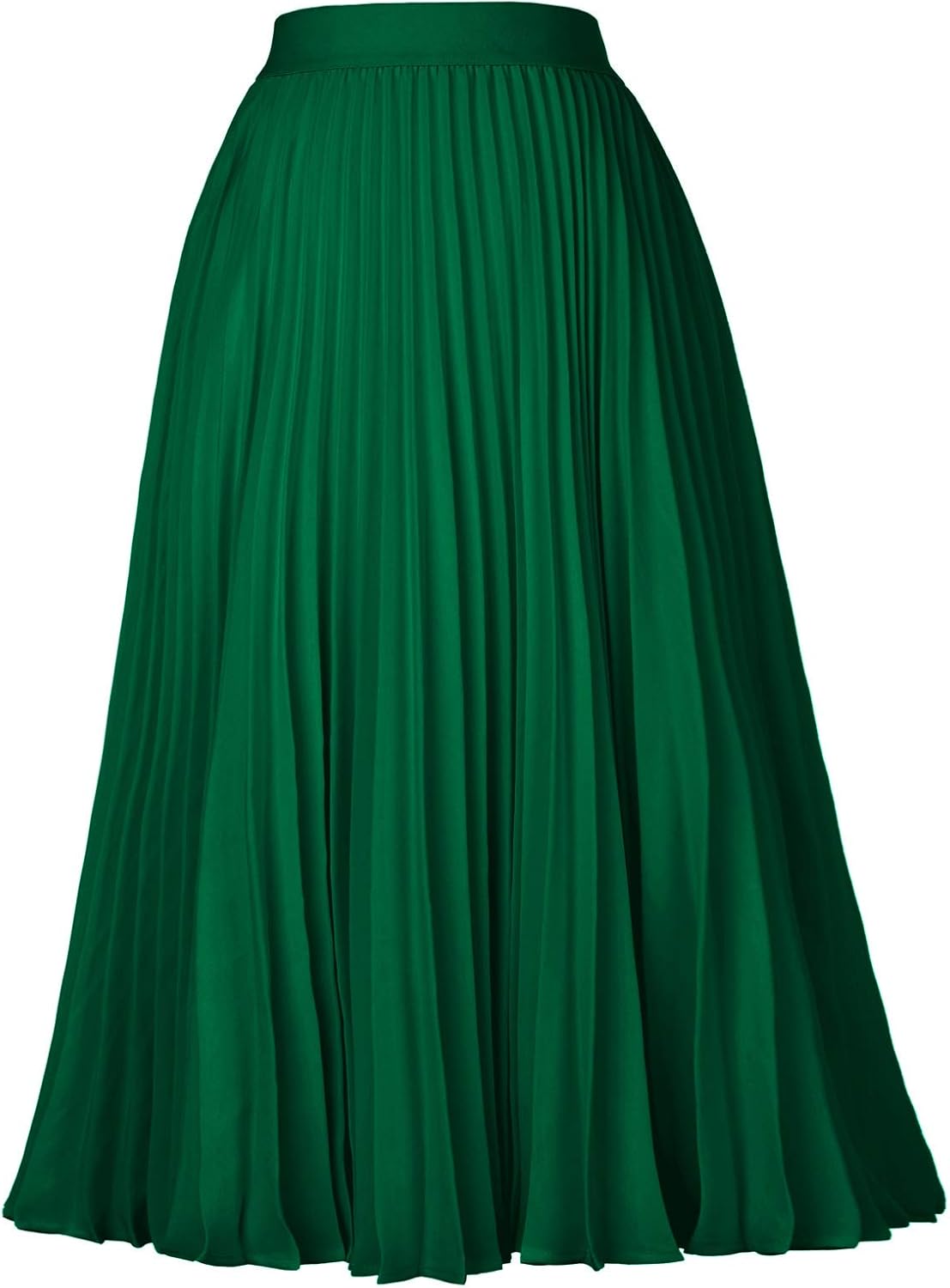 Women High Elastic Waist Pleated Chiffon Skirt Midi Swing A-line Skirts - Picture 84 of 168