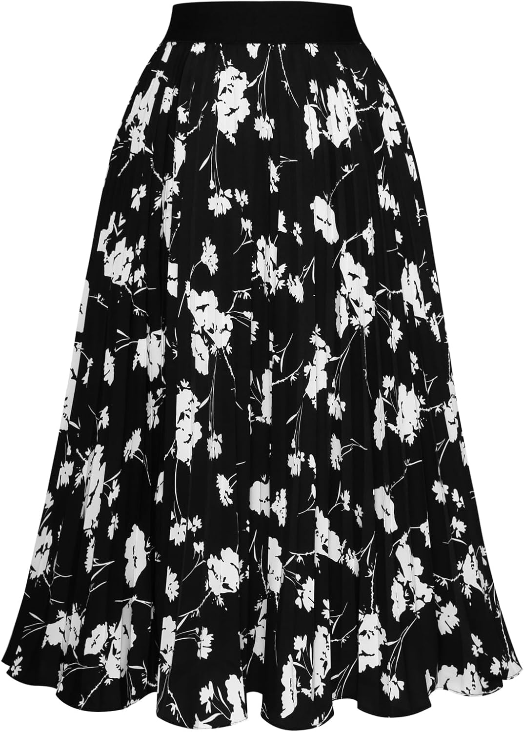 Women High Elastic Waist Pleated Chiffon Skirt Midi Swing A-line Skirts - Picture 87 of 168