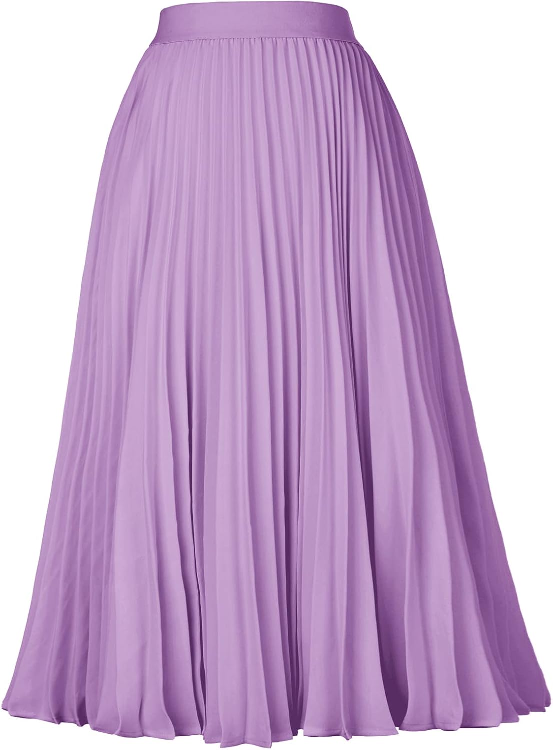Women High Elastic Waist Pleated Chiffon Skirt Midi Swing A-line Skirts - Picture 93 of 168