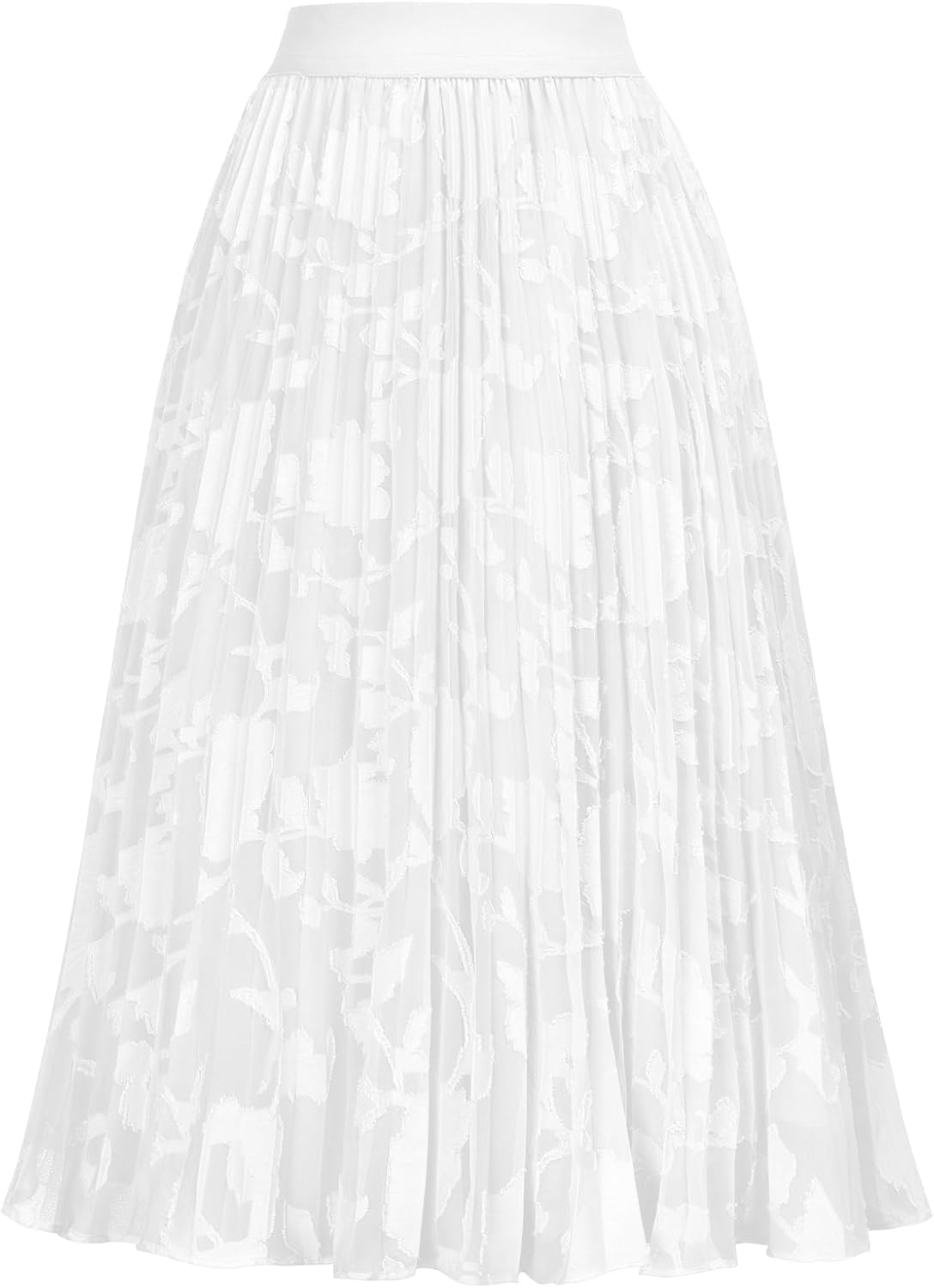 Women High Elastic Waist Pleated Chiffon Skirt Midi Swing A-line Skirts - Picture 97 of 168