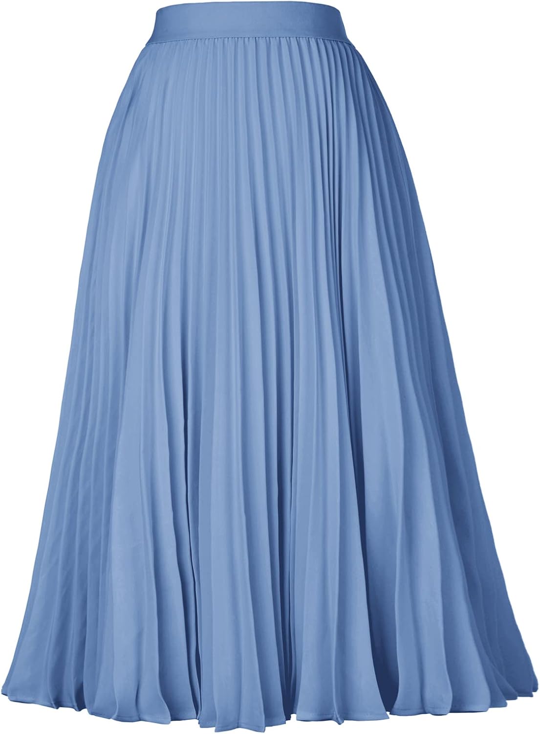 Women High Elastic Waist Pleated Chiffon Skirt Midi Swing A-line Skirts - Picture 102 of 168