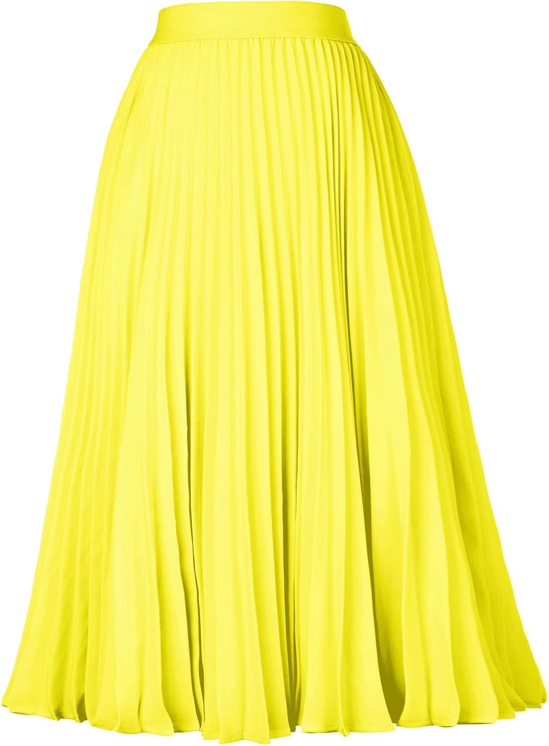 Women High Elastic Waist Pleated Chiffon Skirt Midi Swing A-line Skirts - Picture 106 of 168