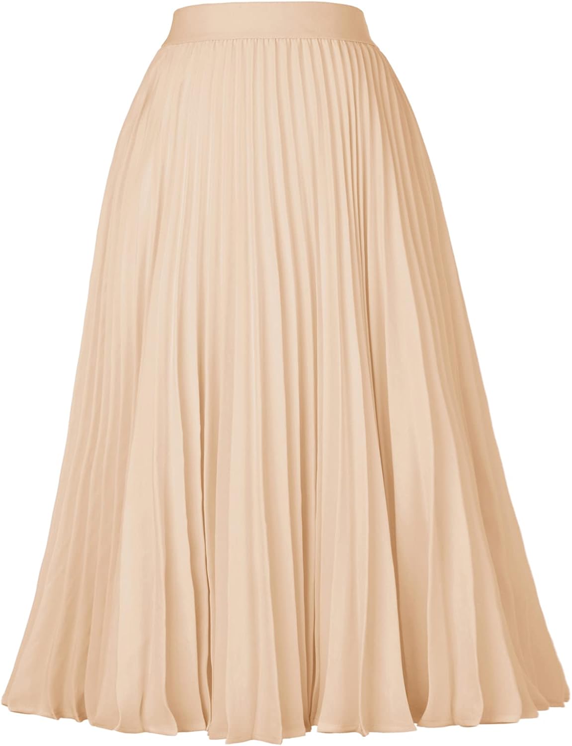 Women High Elastic Waist Pleated Chiffon Skirt Midi Swing A-line Skirts - Picture 116 of 168