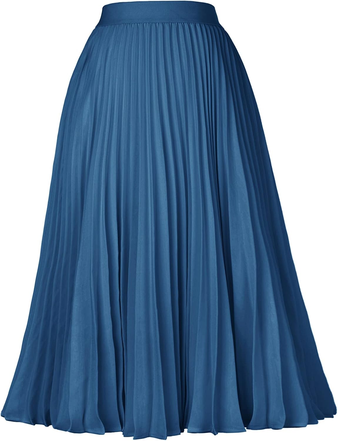 Women High Elastic Waist Pleated Chiffon Skirt Midi Swing A-line Skirts - Picture 120 of 168