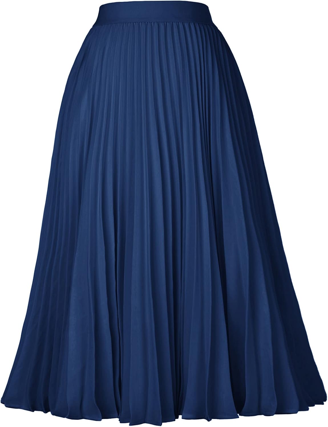 Women High Elastic Waist Pleated Chiffon Skirt Midi Swing A-line Skirts - Picture 123 of 168