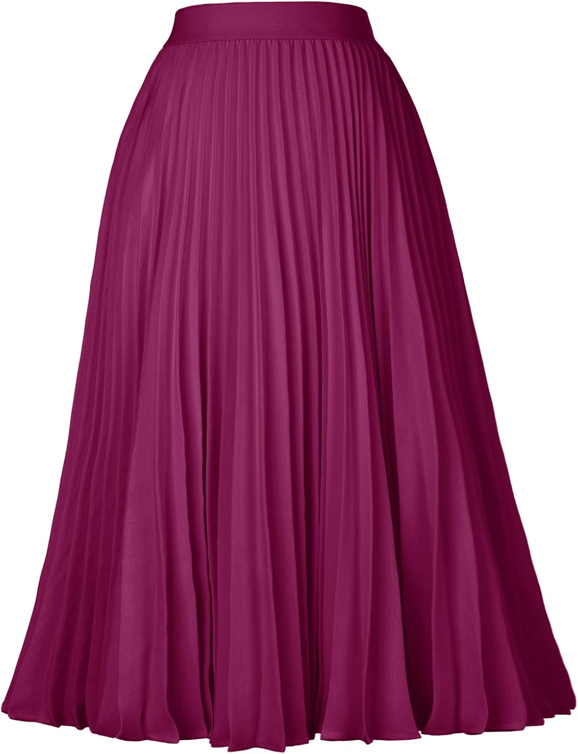 Women High Elastic Waist Pleated Chiffon Skirt Midi Swing A-line Skirts - Picture 126 of 168