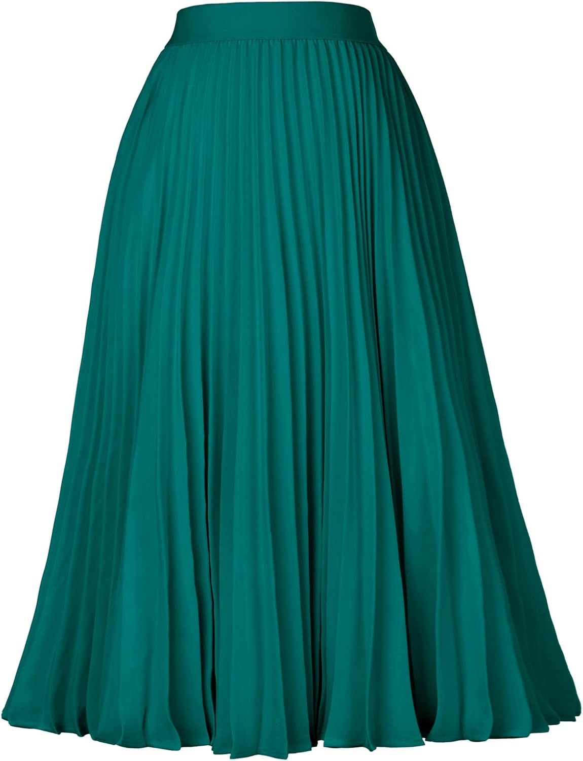 Women High Elastic Waist Pleated Chiffon Skirt Midi Swing A-line Skirts - Picture 134 of 168