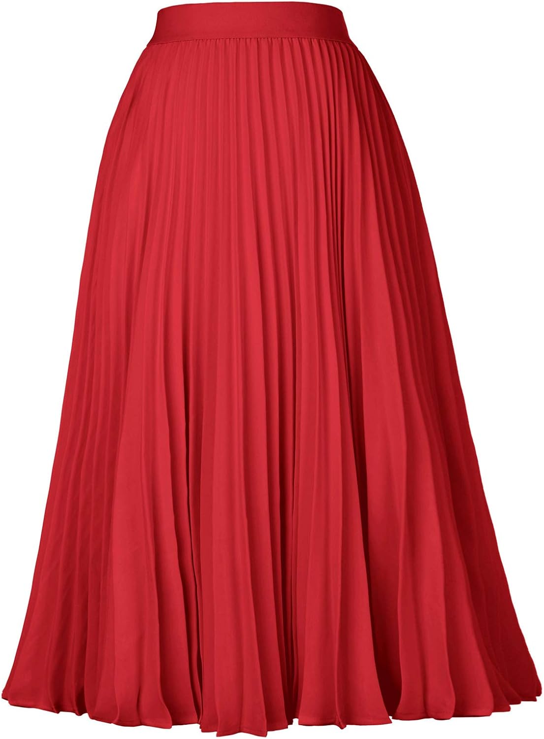 Women High Elastic Waist Pleated Chiffon Skirt Midi Swing A-line Skirts - Picture 139 of 168