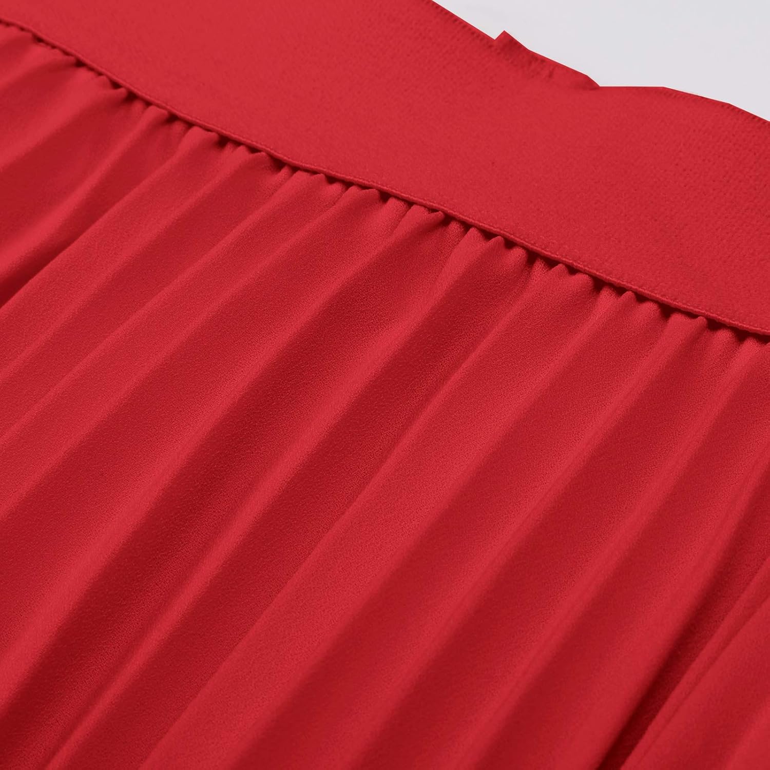 Women High Elastic Waist Pleated Chiffon Skirt Midi Swing A-line Skirts - Picture 142 of 168