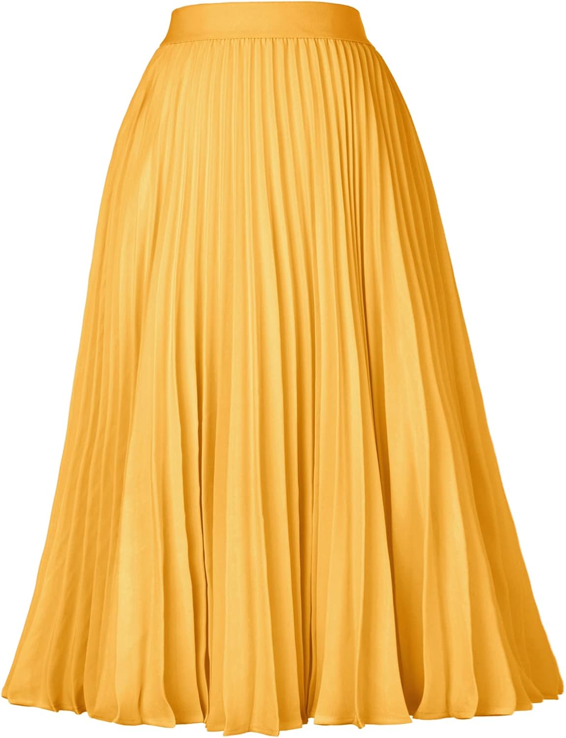 Women High Elastic Waist Pleated Chiffon Skirt Midi Swing A-line Skirts - Picture 154 of 168