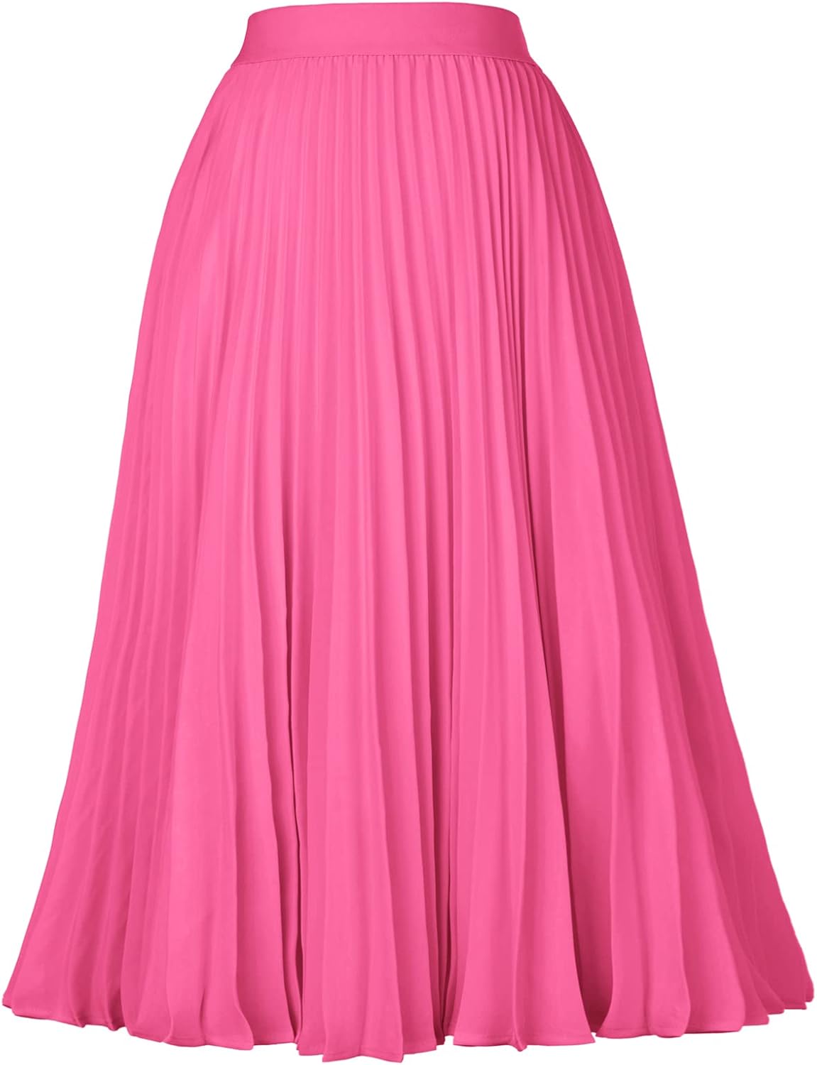 Women High Elastic Waist Pleated Chiffon Skirt Midi Swing A-line Skirts - Picture 162 of 168