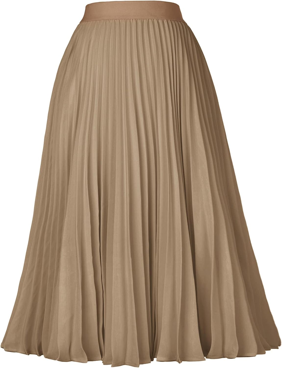 Women High Elastic Waist Pleated Chiffon Skirt Midi Swing A-line Skirts - Picture 166 of 168