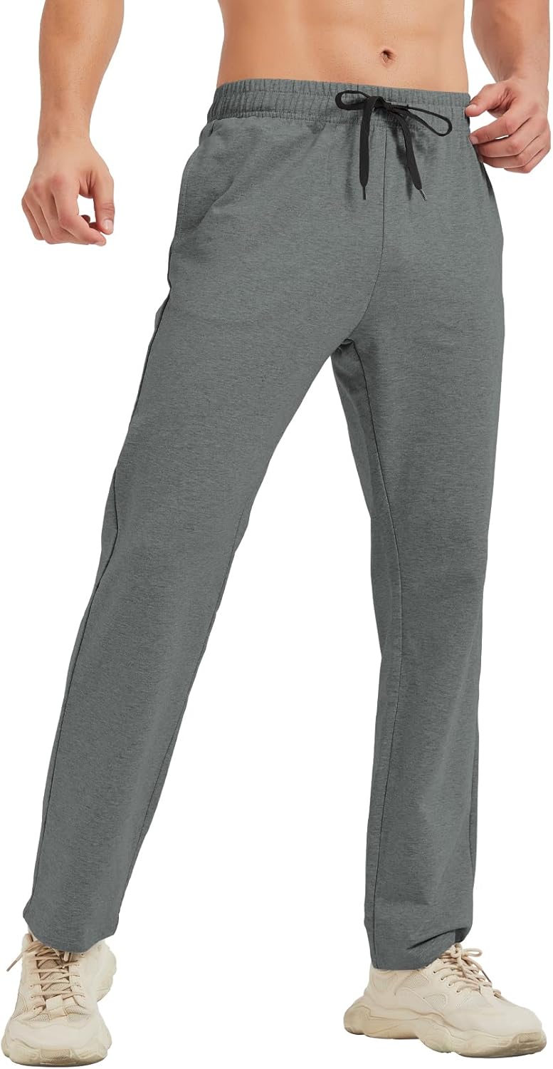 Große sportliche Herren Jogginghose lange Schrittlänge Sweatpants unten offen mit Taschen - Bild 12 von 22
