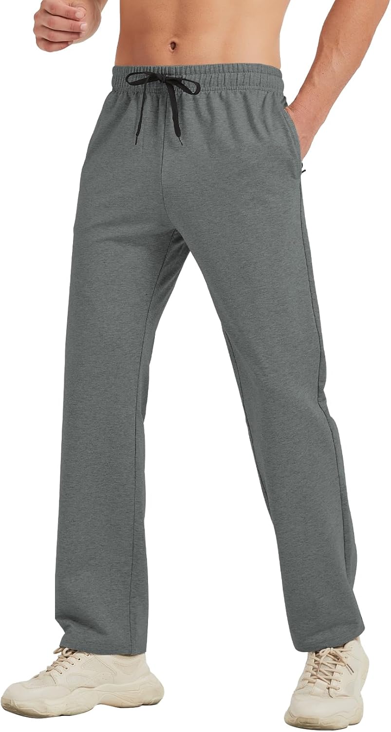 Große sportliche Herren Jogginghose lange Schrittlänge Sweatpants unten offen mit Taschen - Bild 13 von 22