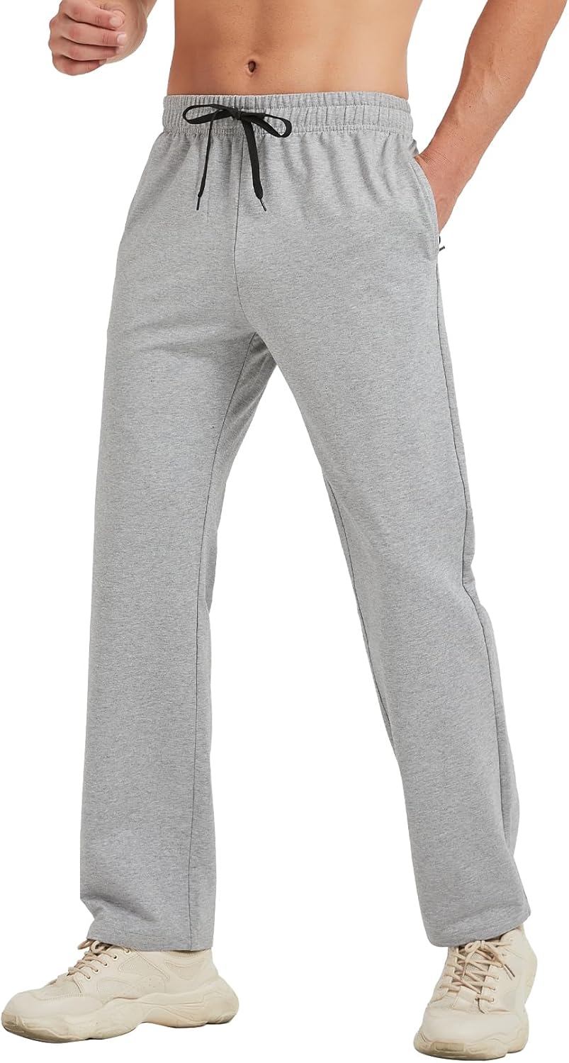 Große sportliche Herren Jogginghose lange Schrittlänge Sweatpants unten offen mit Taschen - Bild 14 von 22