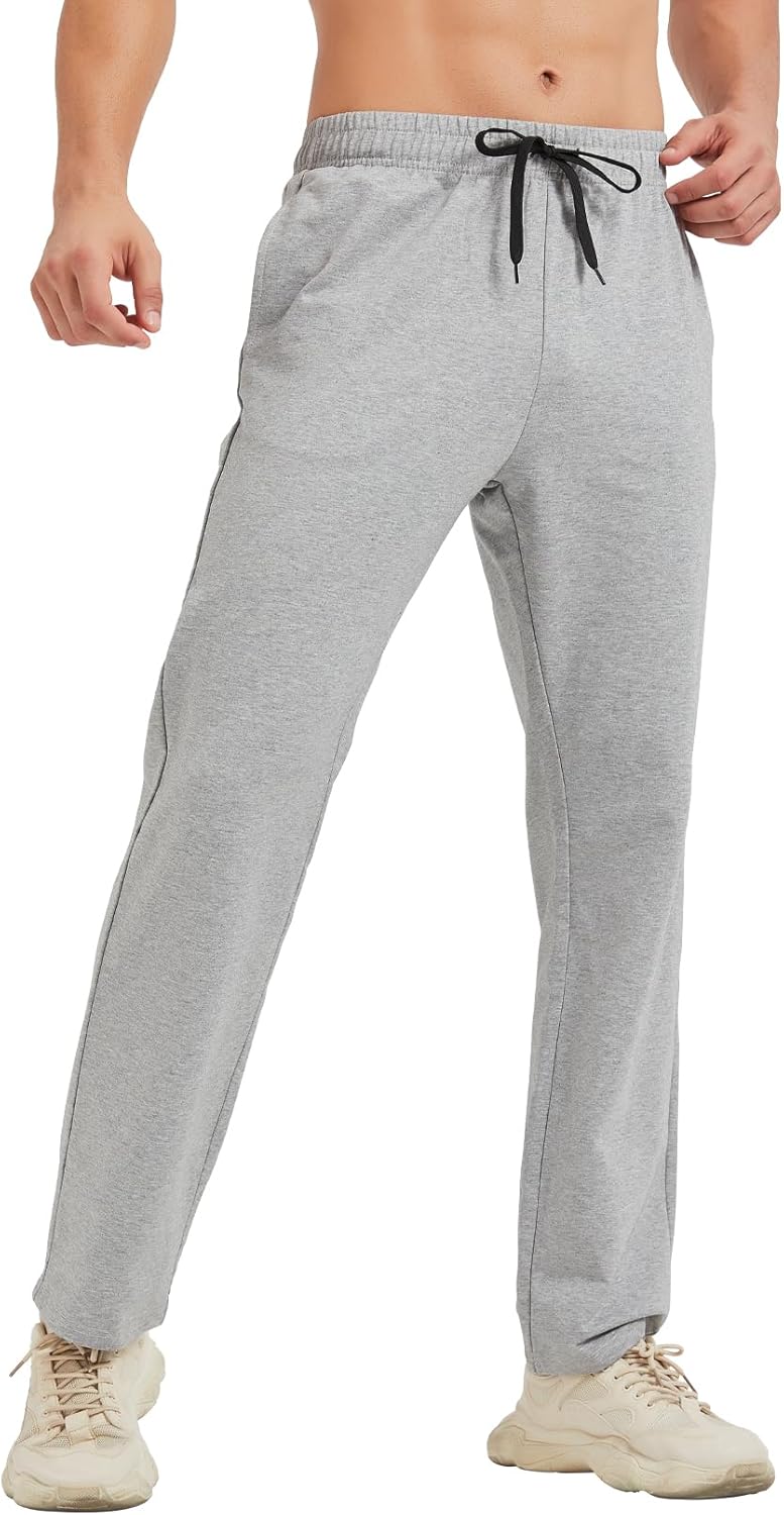 Große sportliche Herren Jogginghose lange Schrittlänge Sweatpants unten offen mit Taschen - Bild 15 von 22